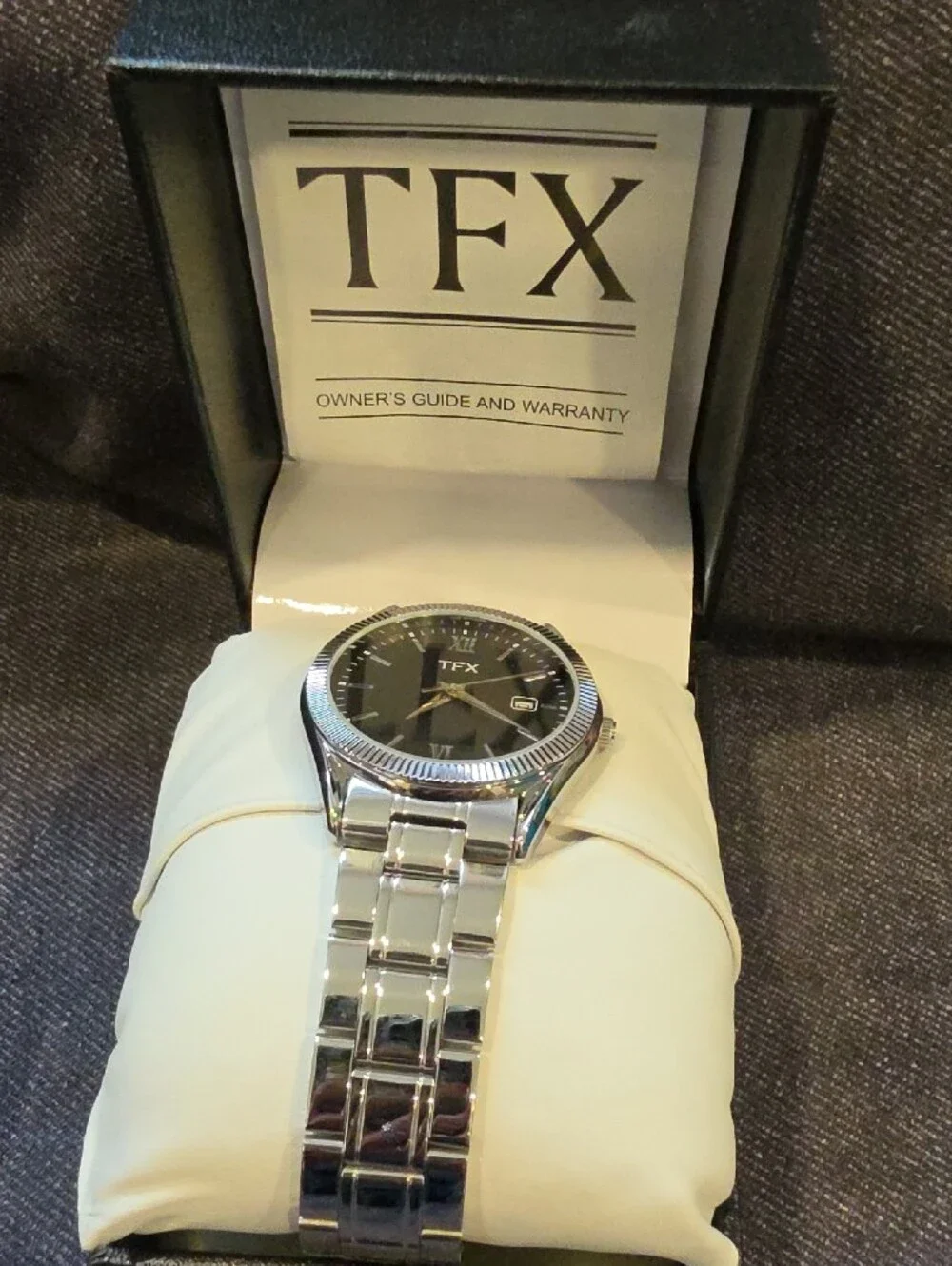 Men's TFX By Bulova Black Dial Silver Stainless Steel Bracelet Watch